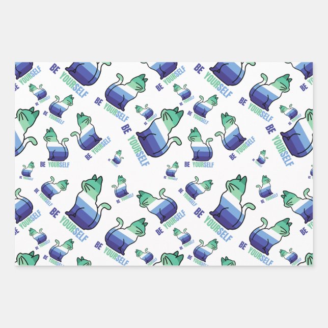 Gay man Pride Cat - Seien Sie selbst Geschenkpapier Set (Vorderseite)