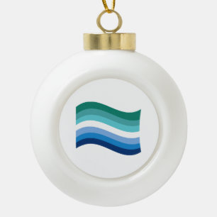 Gay-Männchen-Blaus-Wavy-Fahne Keramik Kugel-Ornament