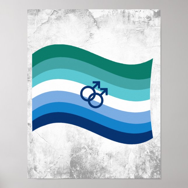 Gay-Männliche Liebe Pride-Azurblau-Flagge Poster (Vorne)