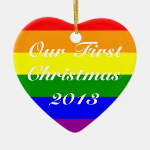 Gay Marriage First Christmas Keramikornament