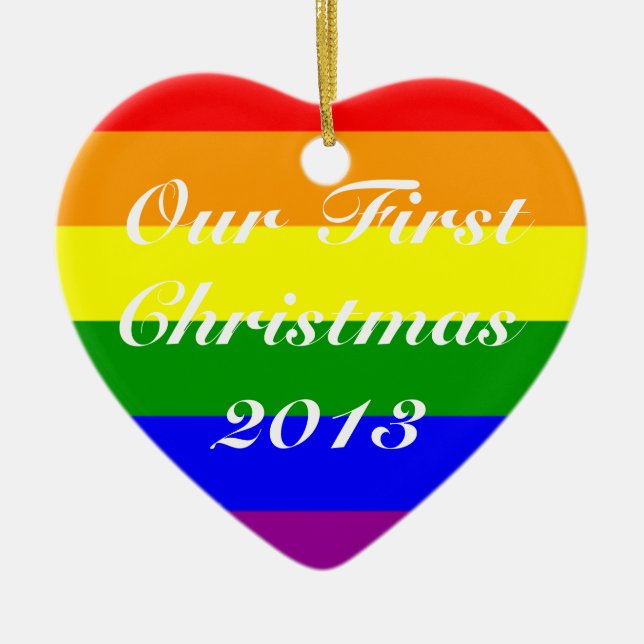 Gay Marriage First Christmas Keramikornament (Vorne)