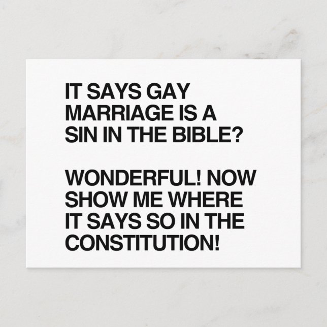 GAY MARRIAGE IST EINE SEITE IN DER BIBLE POSTKARTE (Vorderseite)