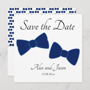 Gay Men Bow Krawatte Blue White Save the Date Hoch