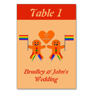 Gay Men Christmas Gingerbread Couple Wedding Tischnummer