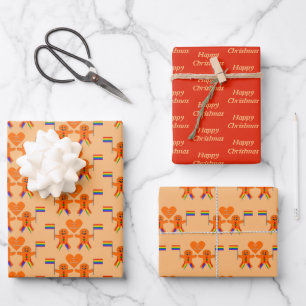 Gay Men Christmas Gingerbrett Couple Custom Geschenkpapier Set