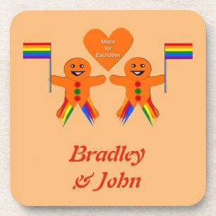 Gay Men Christmas Gingerbrett Couple Custom Getränkeuntersetzer