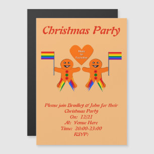 Gay Men Christmas Gingerbrett Couple Custom Magneteinladung