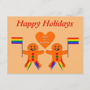 Gay Men Christmas Gingerbrett Couple Custom Postkarte
