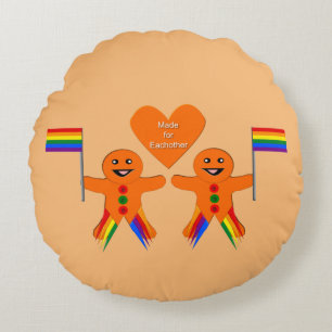 Gay Men Christmas Gingerbrett Couple Custom Rundes Kissen