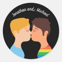 Gay Men Couple Kiss Custom LGBTQ Prix Monogramm