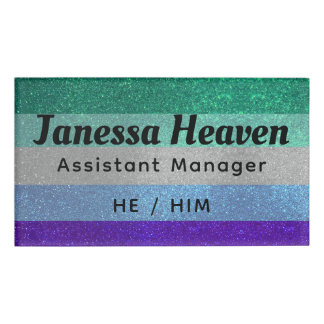 Gay Men LGBTQ Flag Glitzer Funkelnd Name Professio Namenschild