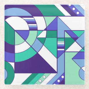 Gay Men Pride Abstrakt Geometric Blue Green Glasuntersetzer