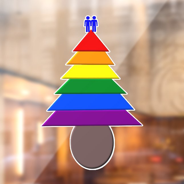 Gay Men Rainbow Christmas Tree Fensteraufkleber (Blatt 2)