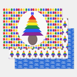 Gay Men Rainbow Christmas Tree und präsentiert Cus Geschenkpapier Set
