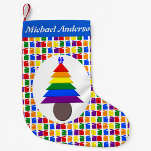 Gay Men Rainbow Christmas Tree und präsentiert Cus Kleiner Weihnachtsstrumpf