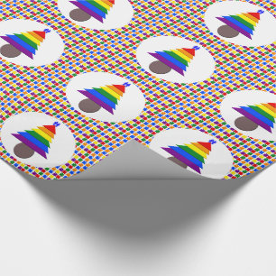 Gay Men Rainbow Christmas Tree und Presents Geschenkpapier