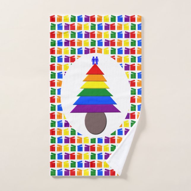 Gay Men Rainbow Christmas Tree und Presents Handtuch (Handtuch)