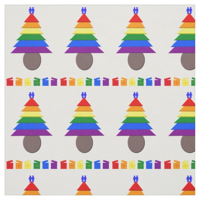 Gay Men Rainbow Christmas Tree und Presents Stoff (Muster)