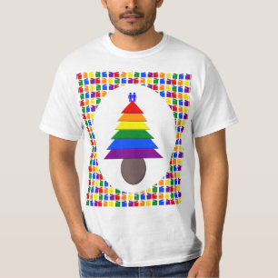 Gay Men Rainbow Christmas Tree und Presents T-Shirt
