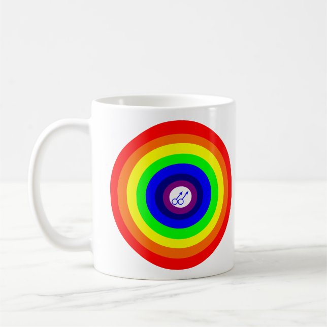 Gay Men Round Rainbow Coffee Tasse (Links)