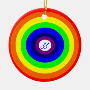 Gay Men Round Rainbow Pendant Keramik Ornament