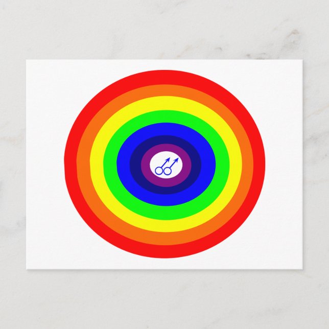Gay Men Round Rainbow Postkarte (Vorderseite)