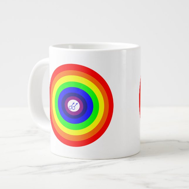 Gay Men Round Rainbow Tasse (Vorderseite Links)