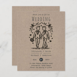 Gay Men Wedding Cartoon Grooms Fun Handgezeichnet