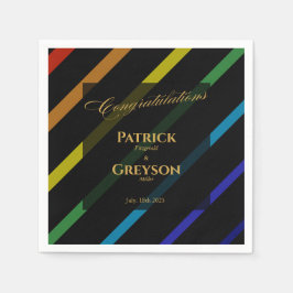 Gay Men Wedding Elegant Rainbow Cocktail Serviette
