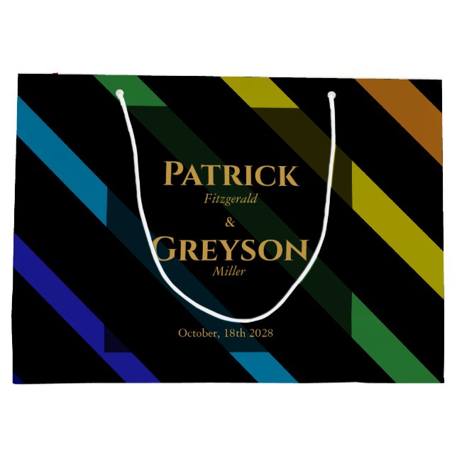 Gay Men Wedding Elegant Rainbow Große Geschenktüte (Rückseite)