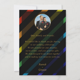 Gay Men Wedding Elegant Rainbow Photo Dankeskarte