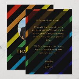 Gay Men Wedding Elegant Rainbow Photo Dankeskarte