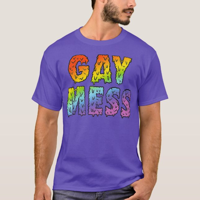 Gay Mess Rainbow Funny Messy Queen Pride Premium T-Shirt (Vorderseite)