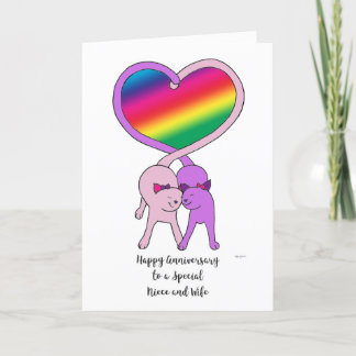 Gay Niece & Ehefrau Jubiläum Rainbow Cats Karte