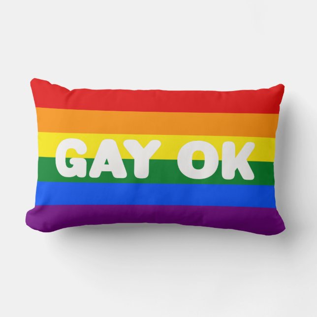 GAY OK Big Statement LGBT Gay Pride Regenbogenflag Lendenkissen (Vorderseite)