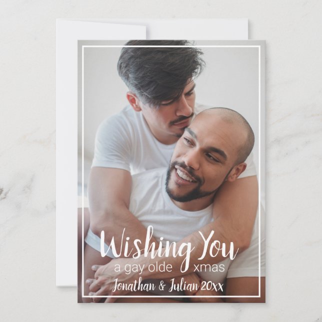 Gay Olde Christmas LGBTQ Urlaub Feiertagskarte (Vorderseite)