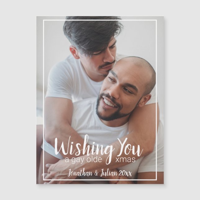 Gay Olde Weihnachten LGBTQ Urlaub Magnetkarte (Vorderseite)