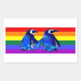 "Gay Penguin Couple" Rechteckiger Aufkleber