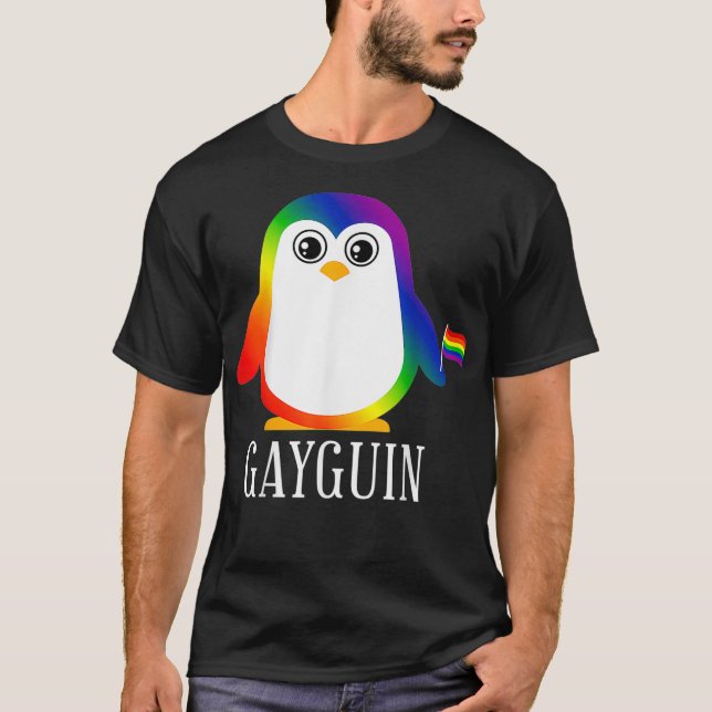 Gay Penguin Rainbow Prilag LGBTQ Cool LGBT T-Shirt (Vorderseite)