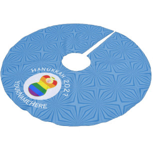 Gay Price Blond Engel Hanukkah Flag Personalisiert Polyester Weihnachtsbaumdecke
