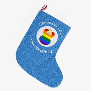 Gay Price Blondine Engel Hanukkah-Flagge Personali Großer Weihnachtsstrumpf