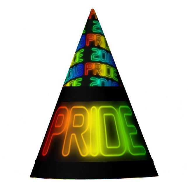 Gay Pride 2018 Rainbow Flag LGBT Typografie Partyhütchen (Vorderseite)