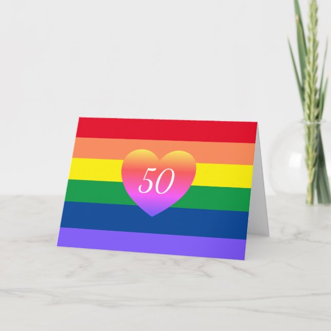 Gay Pride 50 Fabulous Birthday Rainbow Card Karte (Vorderseite)