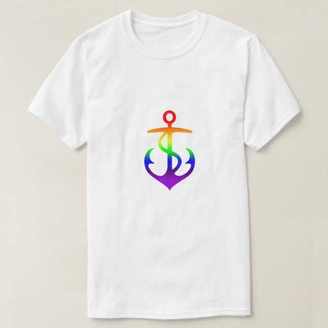 Gay Pride Anchor Rainbow Flag Farben GLBTQ Design T-Shirt (Design vorne)