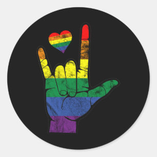 Gay Pride ASL Sign Languages LGBT Tägliche Aufmerk Runder Aufkleber