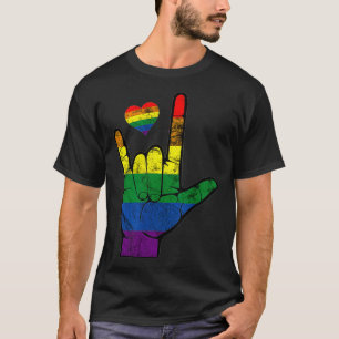 Gay Pride ASL Sign Languages LGBT Tägliche Aufmerk T-Shirt
