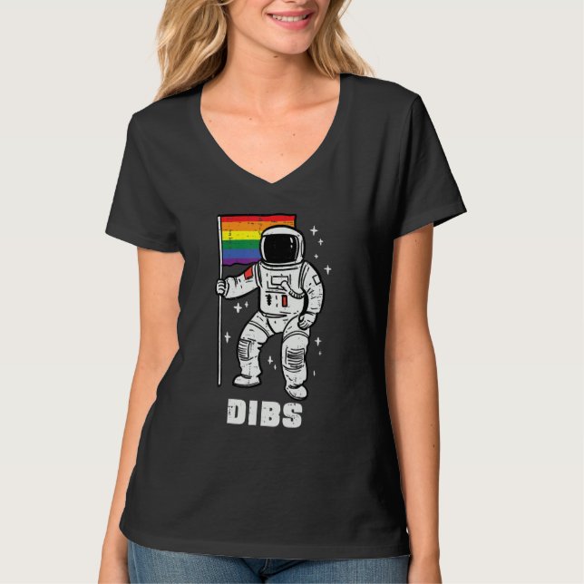 Gay Pride Astronaut Rainbow Flag Lgbtq Space Men W T-Shirt (Vorderseite)