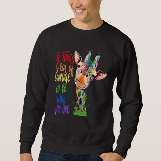 Gay Pride Awareness Giraffe LGBT Pride Flag Rainbo Sweatshirt (Vorderseite)