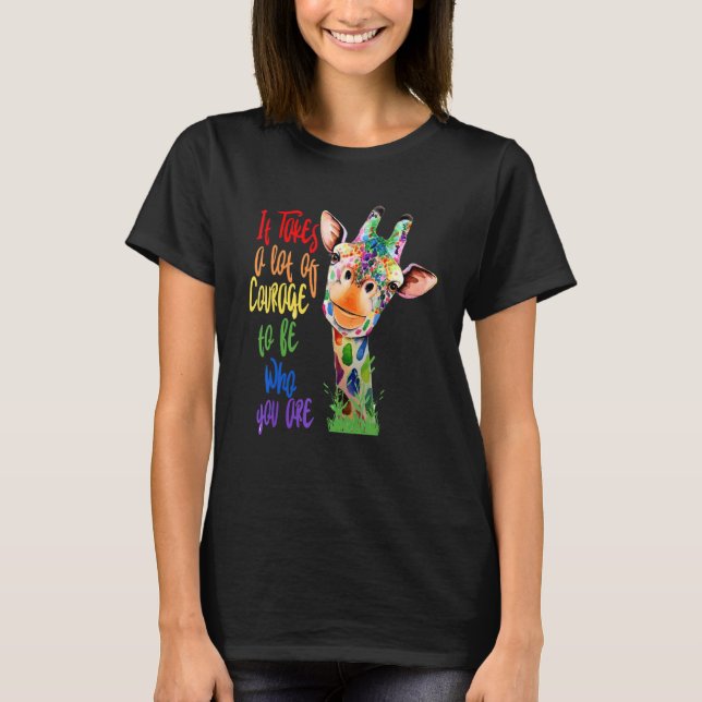 Gay Pride Awareness Giraffe LGBT Pride Flag Rainbo T-Shirt (Vorderseite)
