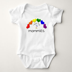 Gay Pride Baby I Liebe meine 2 Mommies Rainbow Hea Baby Strampler